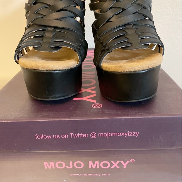 Mojo Moxy Apolo Leather Platform Wedge Heels/Sandals - Picture 8 of 9